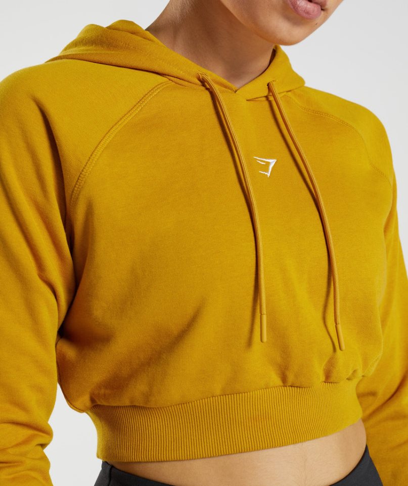 Women's Gymshark Training Cropped Hoodie Yellow | CA 80NA35